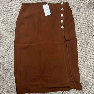 LINEN BLEND SKIRT WITH BUTTONS
